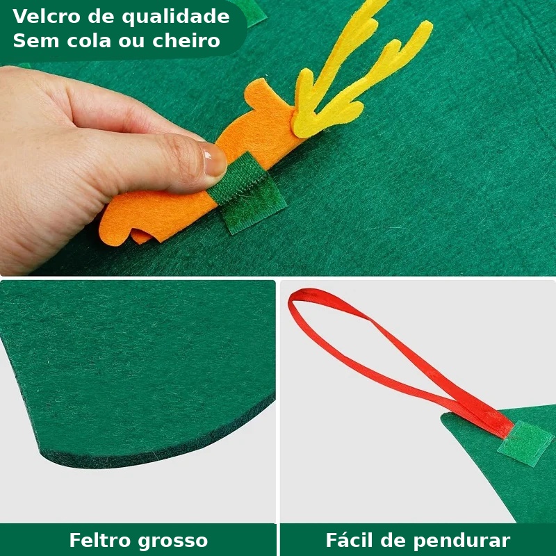 Detalhe do velcro atrás de um enfeite de feltro